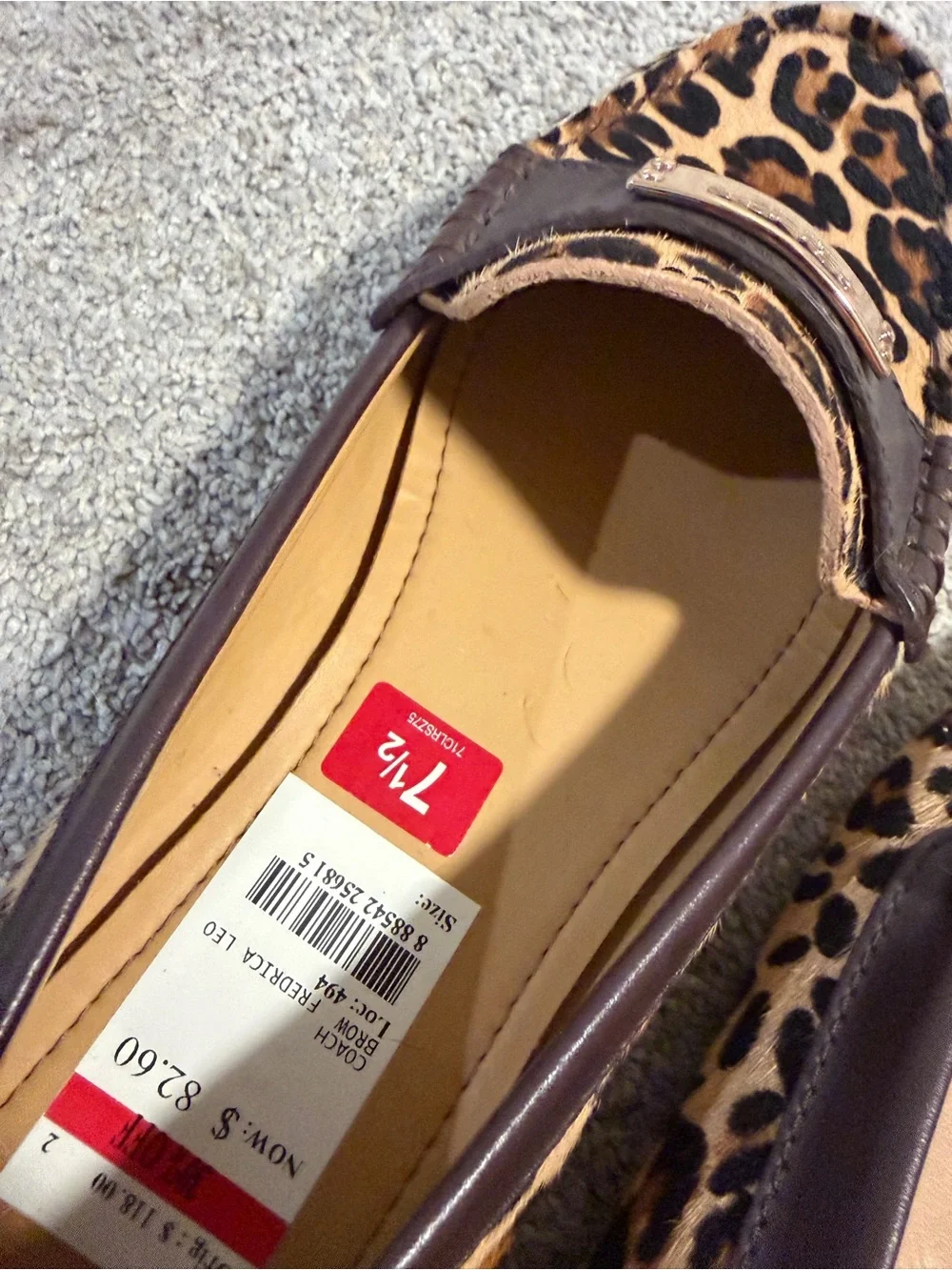 Coach Leopard-Print Penny Loafers with Dark Brown Trim